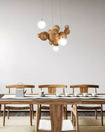 Bubble Wood Balls Chandelier – Modern Wooden LED Pendant Light