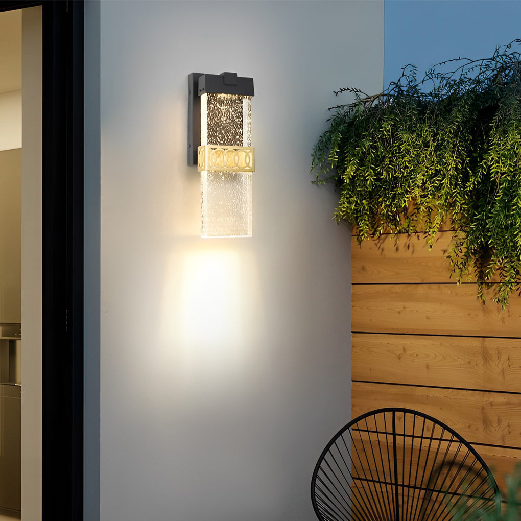 Bubbles Crystal LED Outdoor Wall Sconce – Modern Waterproof Black Aluminum Light