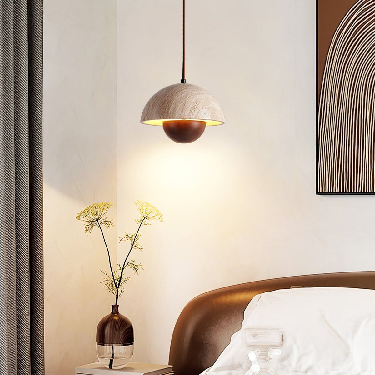 Bud Travertine Pendant Light – Organic Modern LED Ceiling Lamp