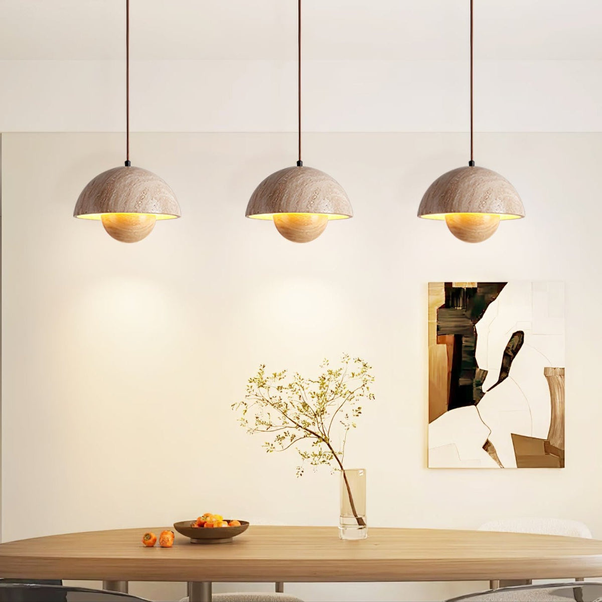 Bud Travertine Pendant Light – Organic Modern LED Ceiling Lamp