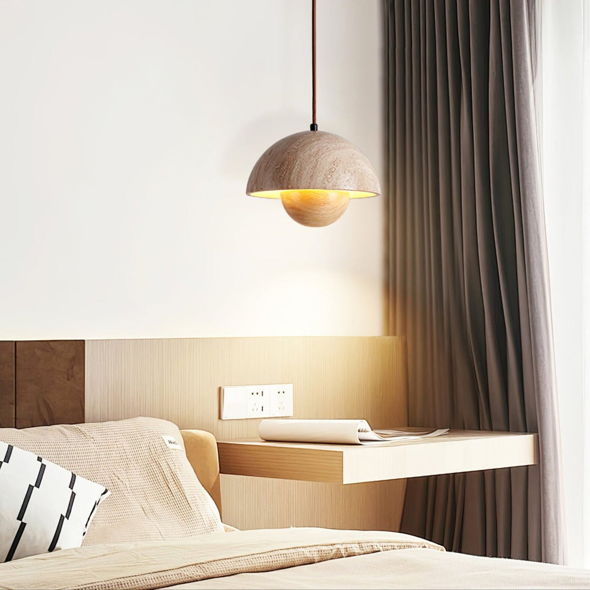 Bud Travertine Pendant Light – Organic Modern LED Ceiling Lamp