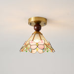 Butterfly Bloom Ceiling Light – Art Glass Flush Mount with Brass Accents