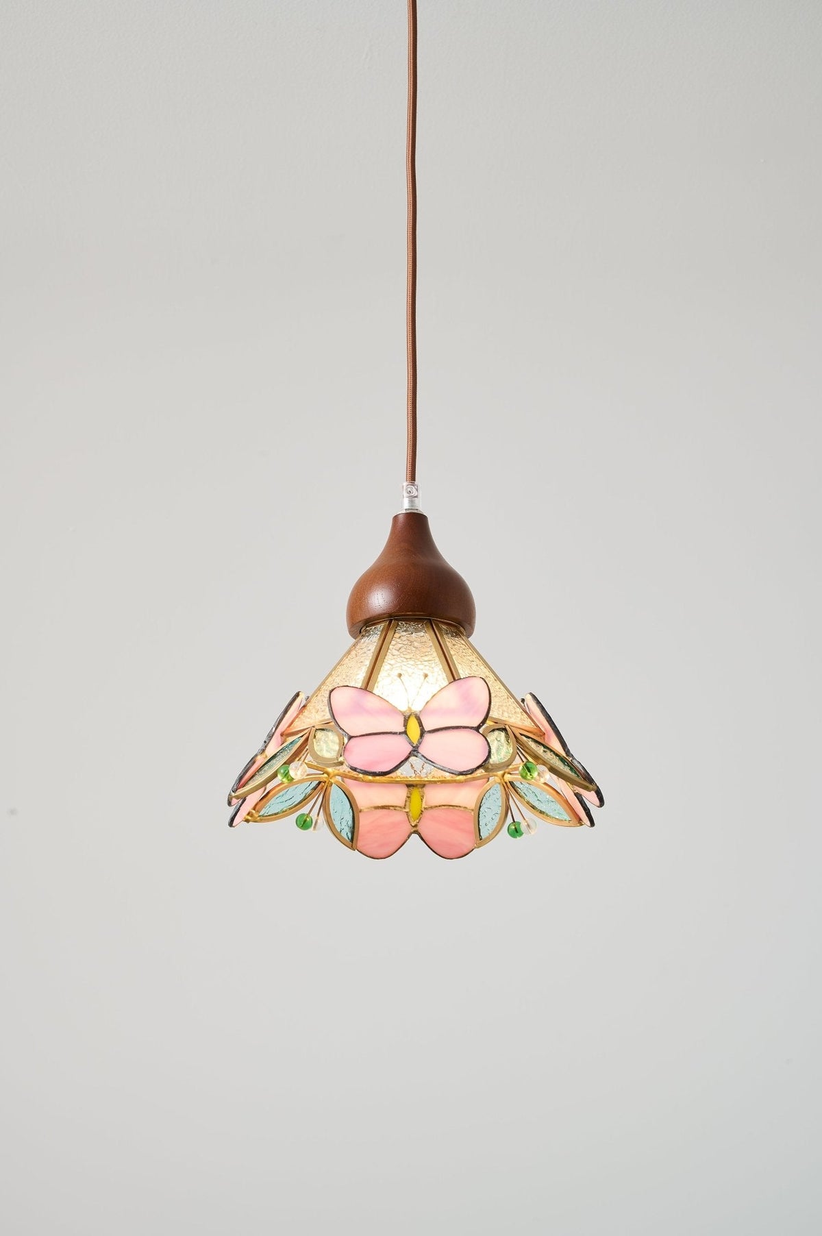 Butterfly Bloom Pendant Light — Artisan Stained Glass LED Chandelier for Dining & Living Spaces