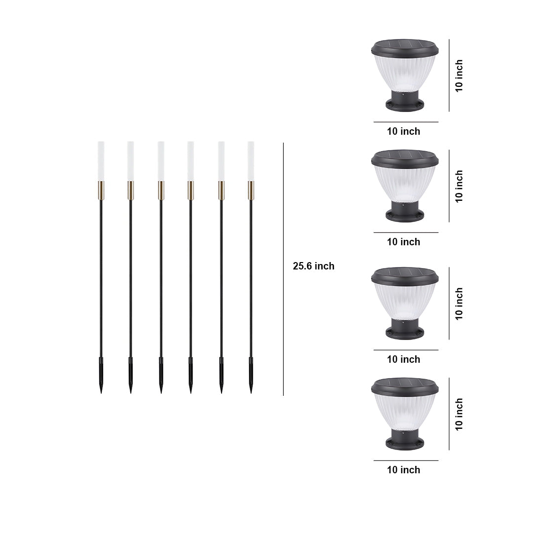 Architectural Solar Post Cap & Reed Garden Stake Lighting Set
