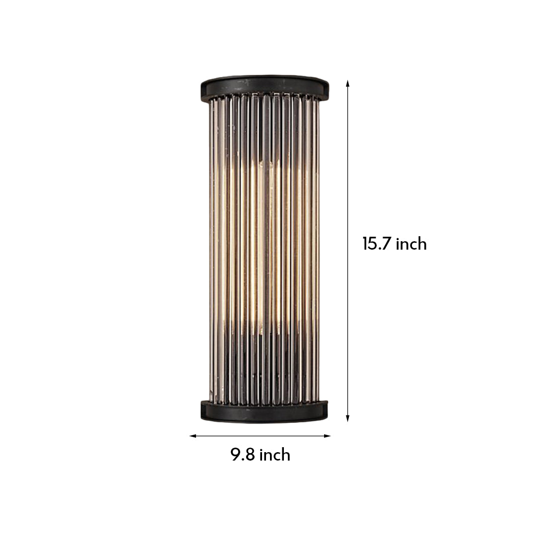 Aurelia Semi-Circular Glass Rod Wall Sconce in Matte Black