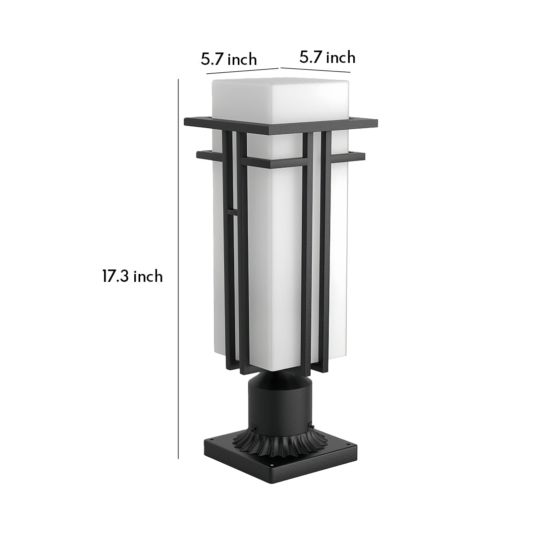 Retro Black Aluminum Bollard Path Lights with Frosted Glass for Garden Walkways