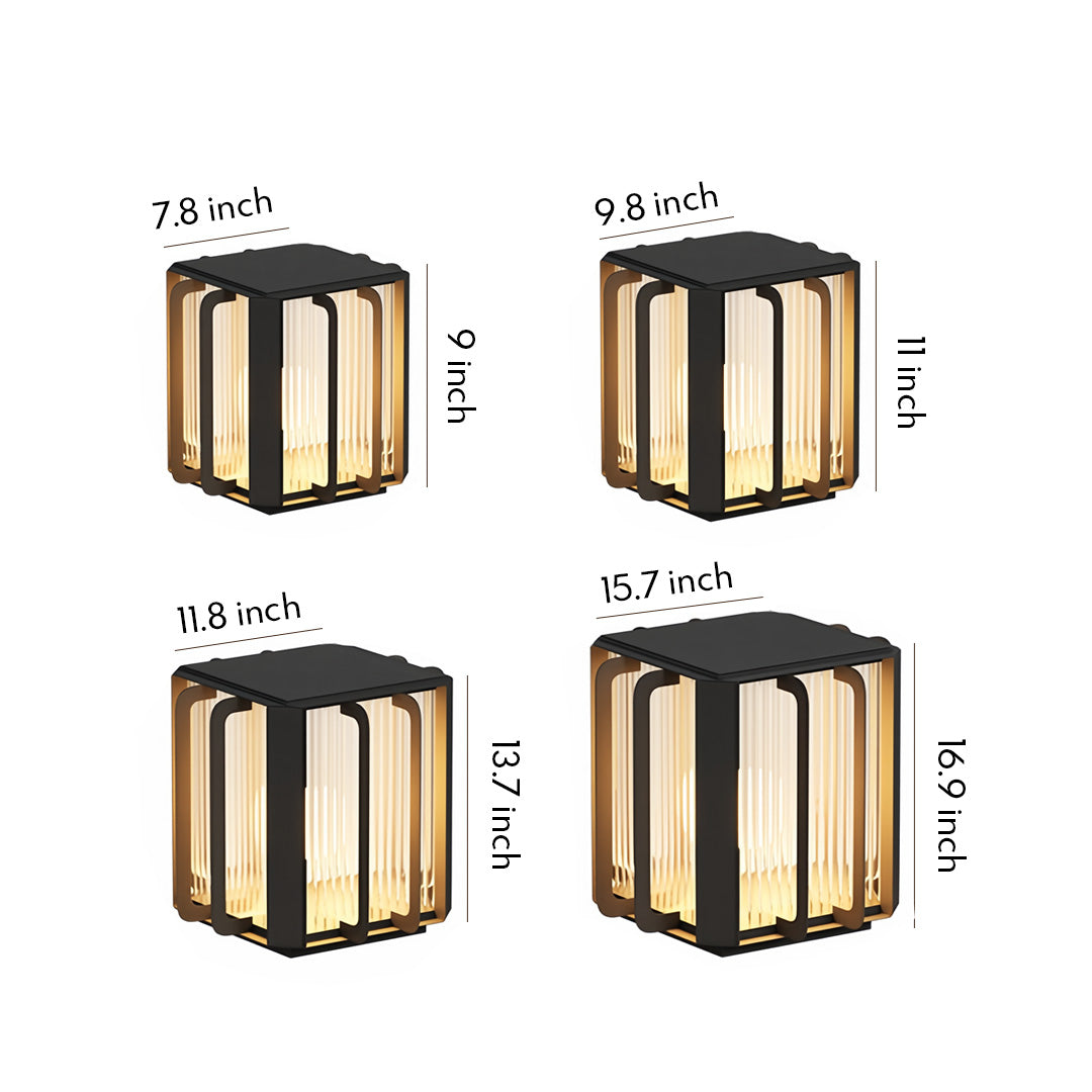 Modern Outdoor Pillar Lantern in Stainless Steel for Fence and Gate