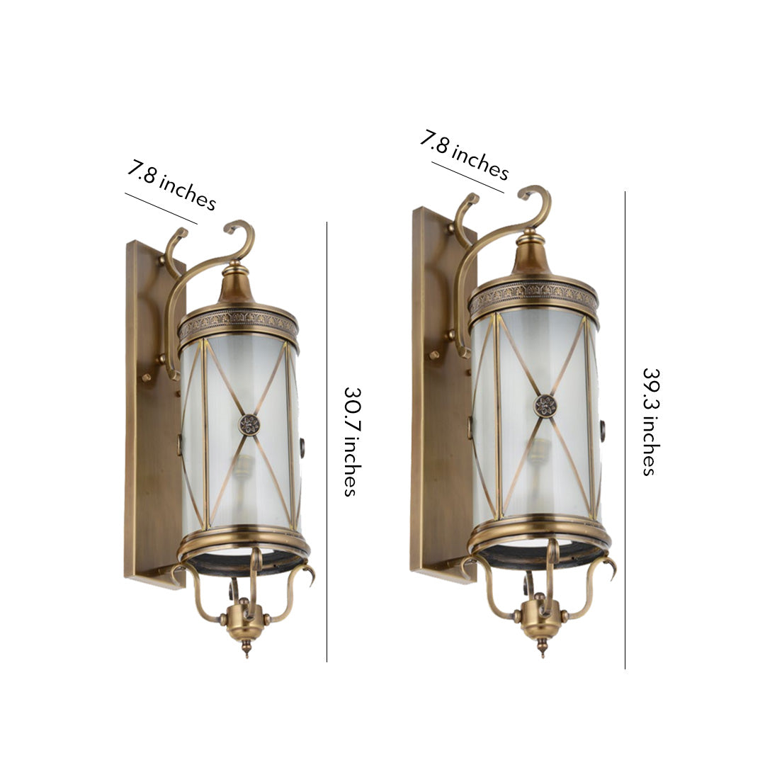 European Retro Outdoor Wall Sconce in Copper with Clear Glass Shade