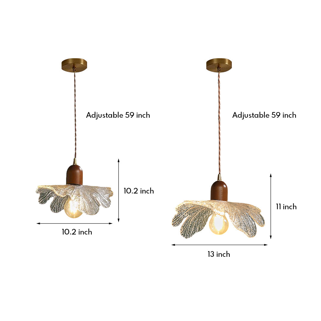 Lotus Brass and Glass Pendant Light, Japanese Retro Mini Pendant Lamp for Bedroom and Cafe