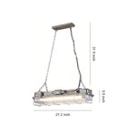 Linear Industrial Pendant Light with Glass Shade, Adjustable Chain
