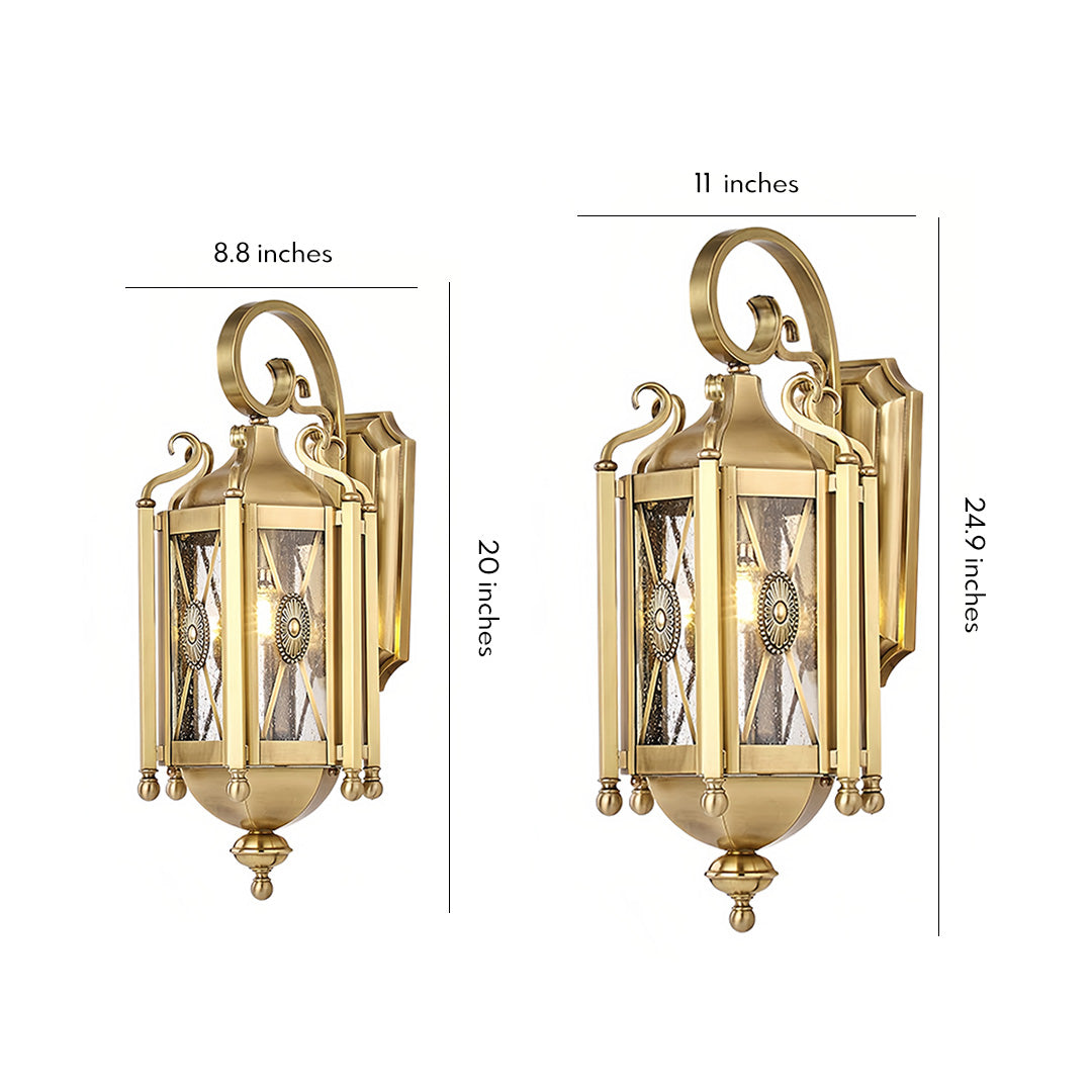 European Vintage Outdoor Wall Sconce in Solid Copper with Clear Glass