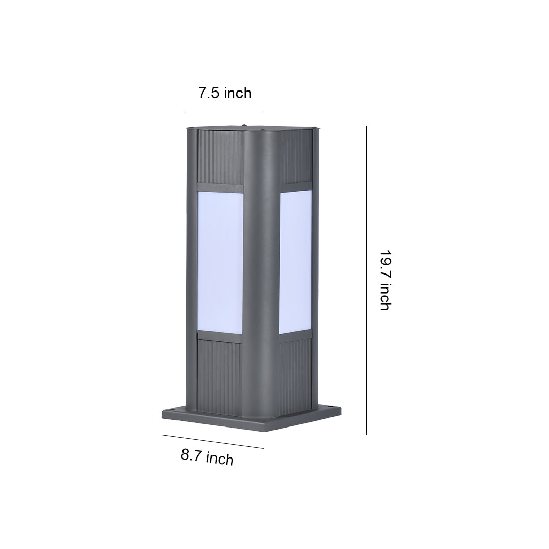 Industrial Square Path Light – Black Die-Cast Aluminum Bollard for Garden Walkways