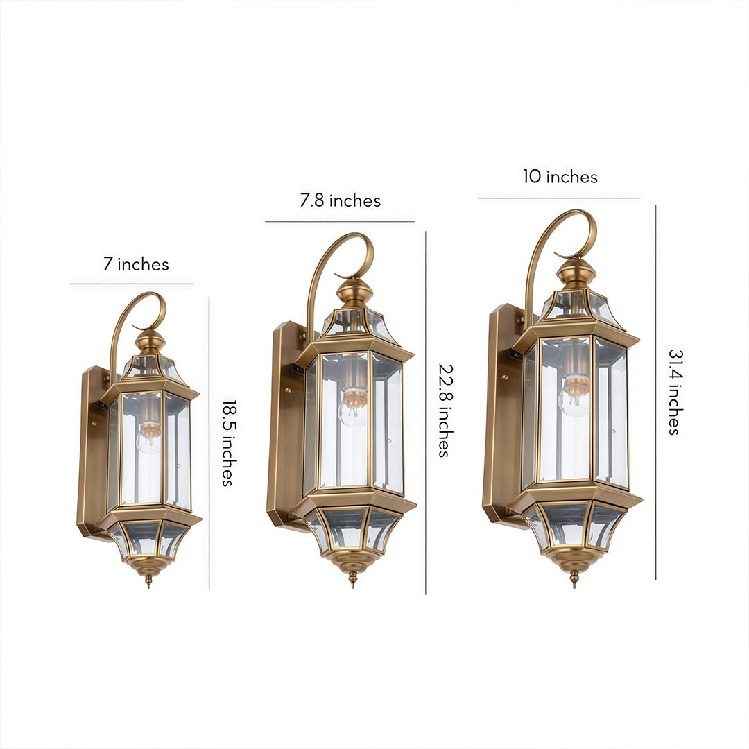 Solid Copper Outdoor Wall Sconce with Clear Glass Shade