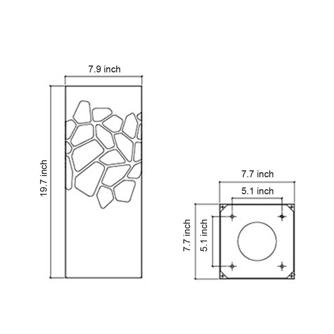 Modern White Outdoor Bollard Light with Hollow Pattern, IP65 Waterproof LED Landscape Lighting