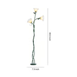 French Country Green Iron Flower Floor Lamp with Clear Glass Shades