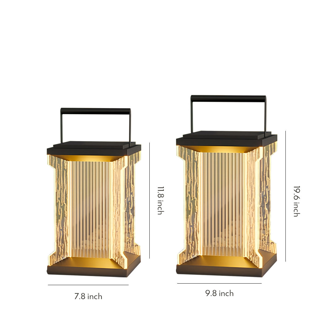 Minimalist Outdoor Lantern with Stainless Steel Frame and Warm LED Glow