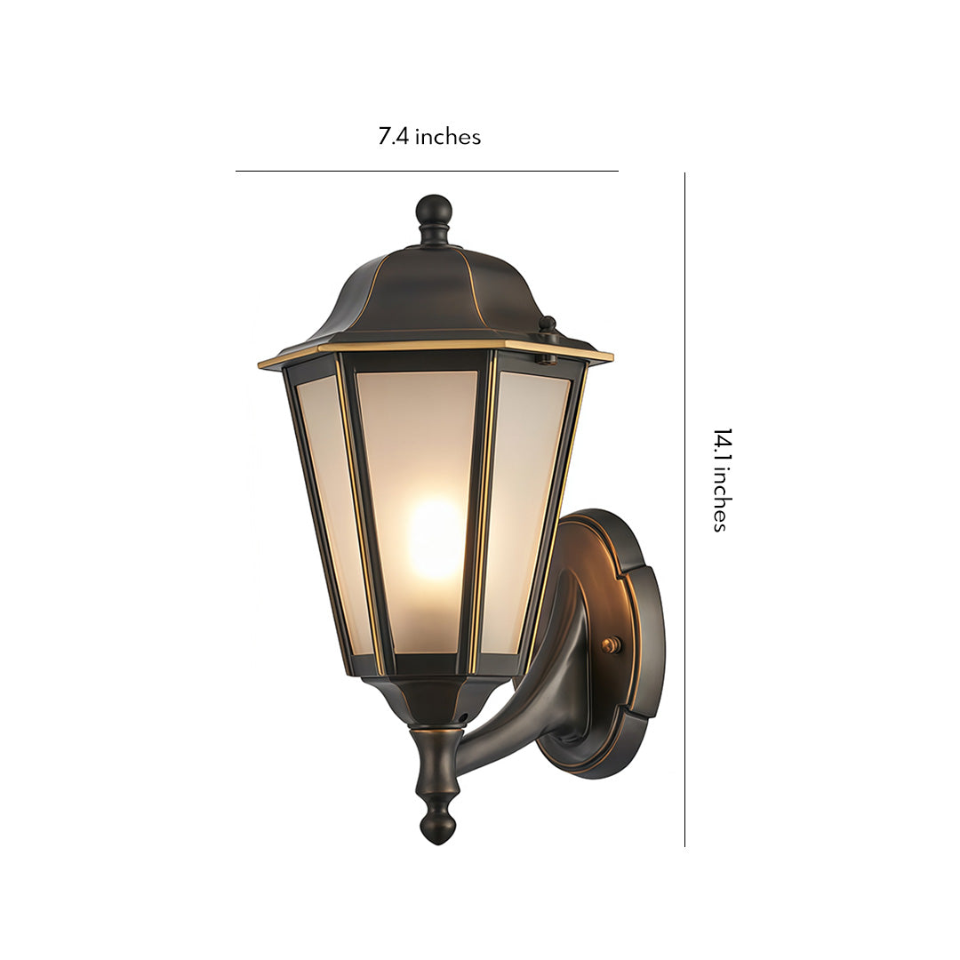 Hexagonal Vintage Outdoor Wall Sconce in Black Brass