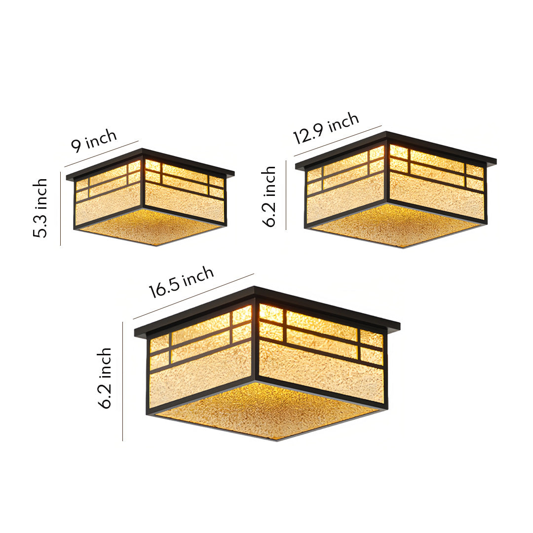 Aurelia Square Flush Mount Ceiling Light in Stainless Steel and Glass