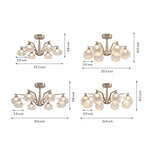 Sputnik Semi Flush Ceiling Light in Sand Nickel with Glass Shades