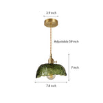 Hammered Glass Pendant Light with Brass Accents
