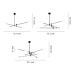 Nordic Branch Chandelier in Black and Gold Iron with Glass Shades