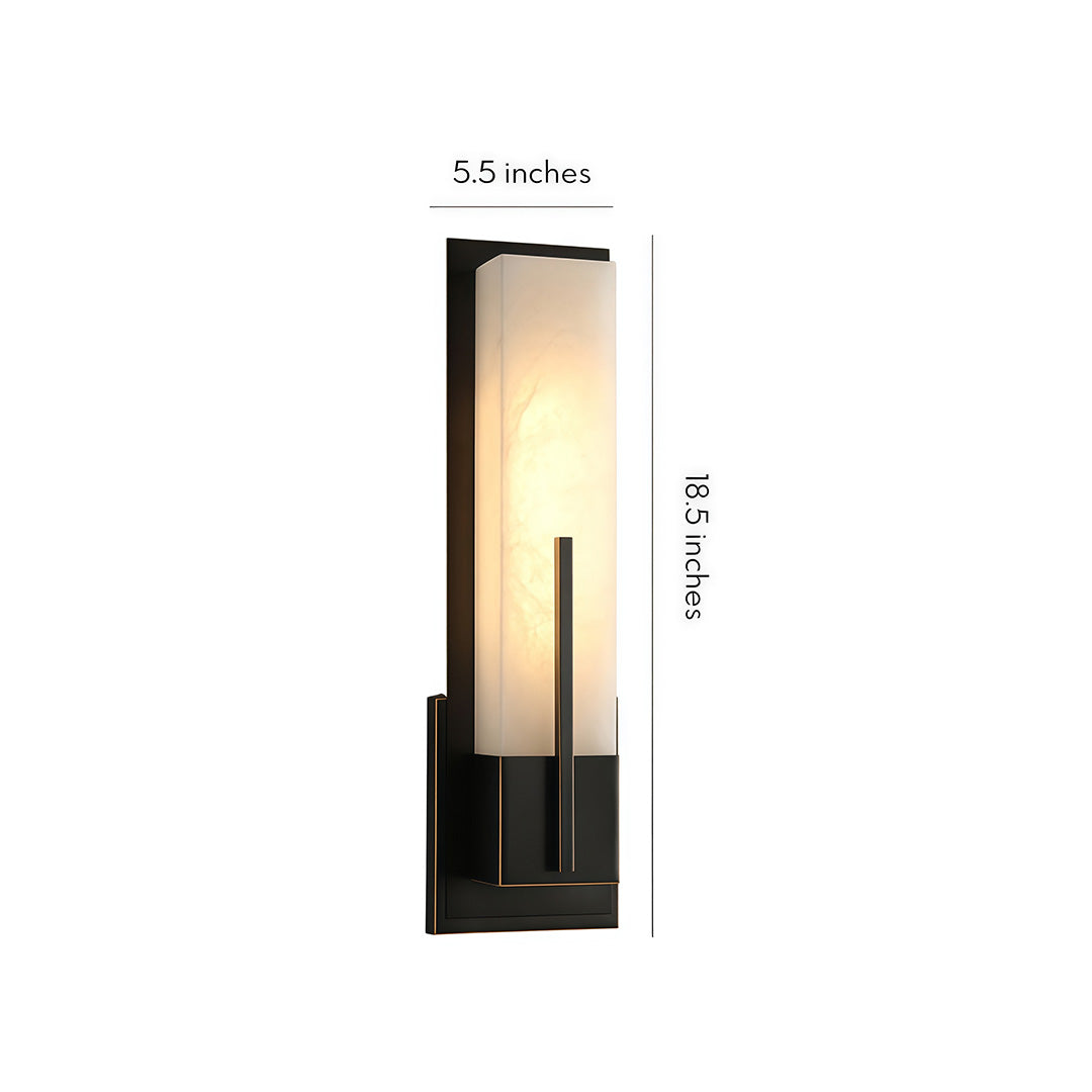Rectangular Copper Wall Sconce with Cloud Stone Shade