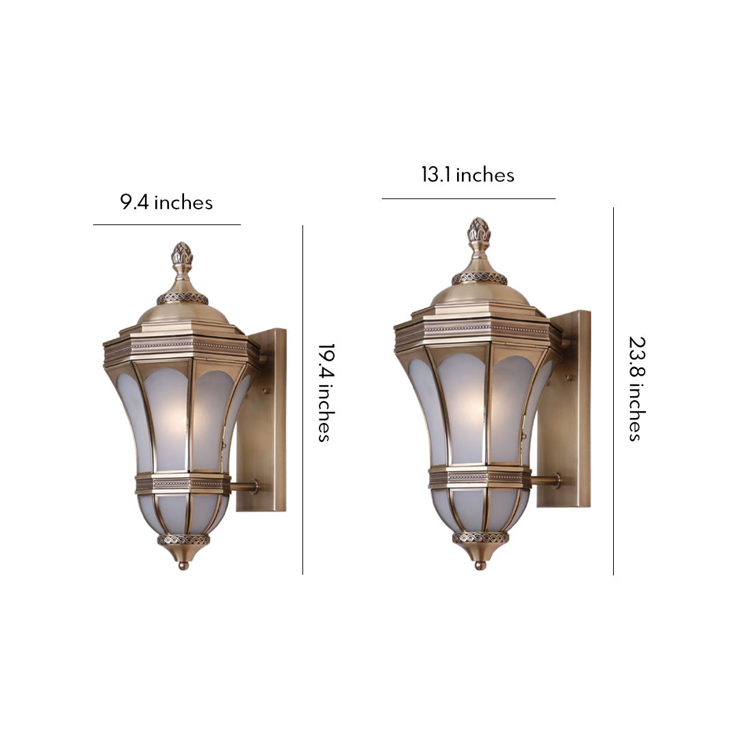 Solid Copper Vintage Outdoor Wall Sconce with Clear Glass Shade