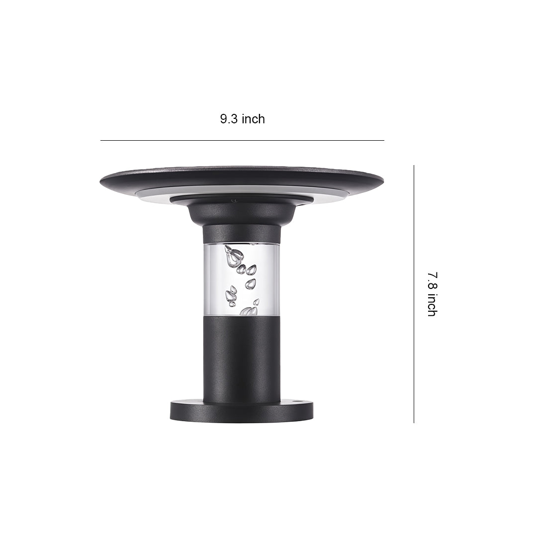 Solar Post Cap Light in Black Aluminum for Outdoor Columns