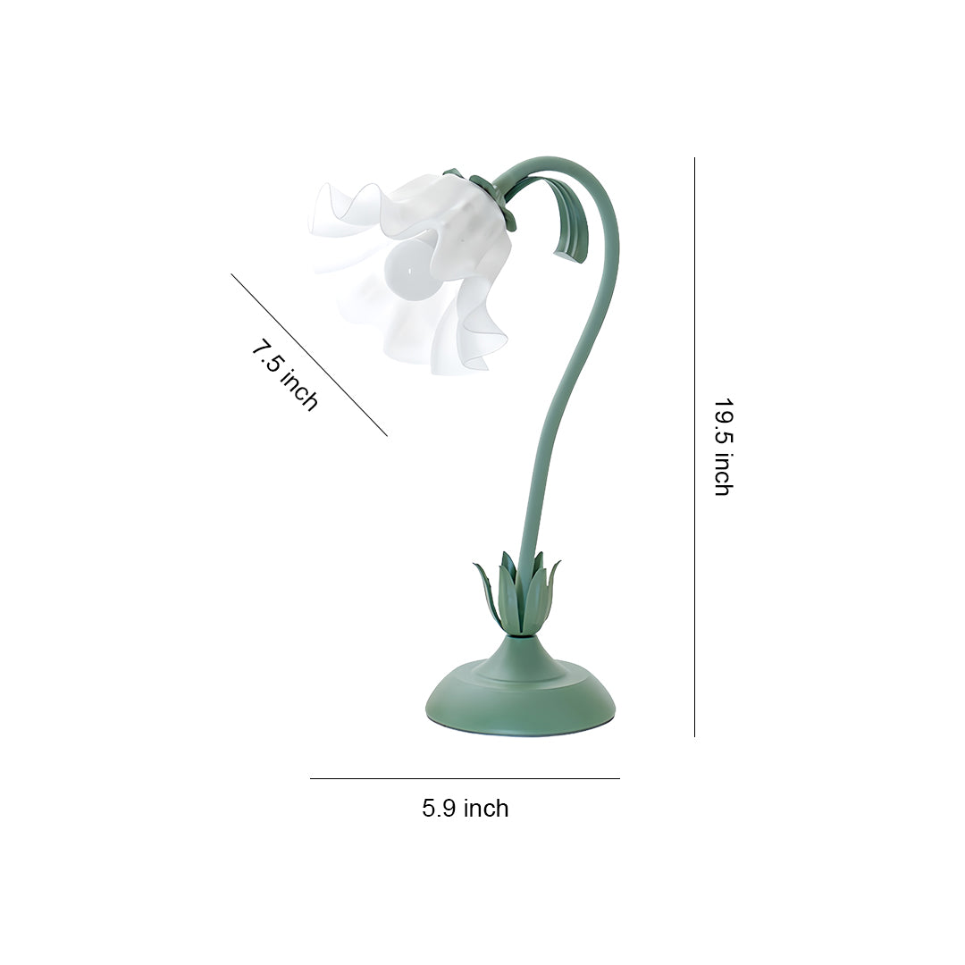 Vintage French Green Floral Table Lamp with Twistable Acrylic Shade