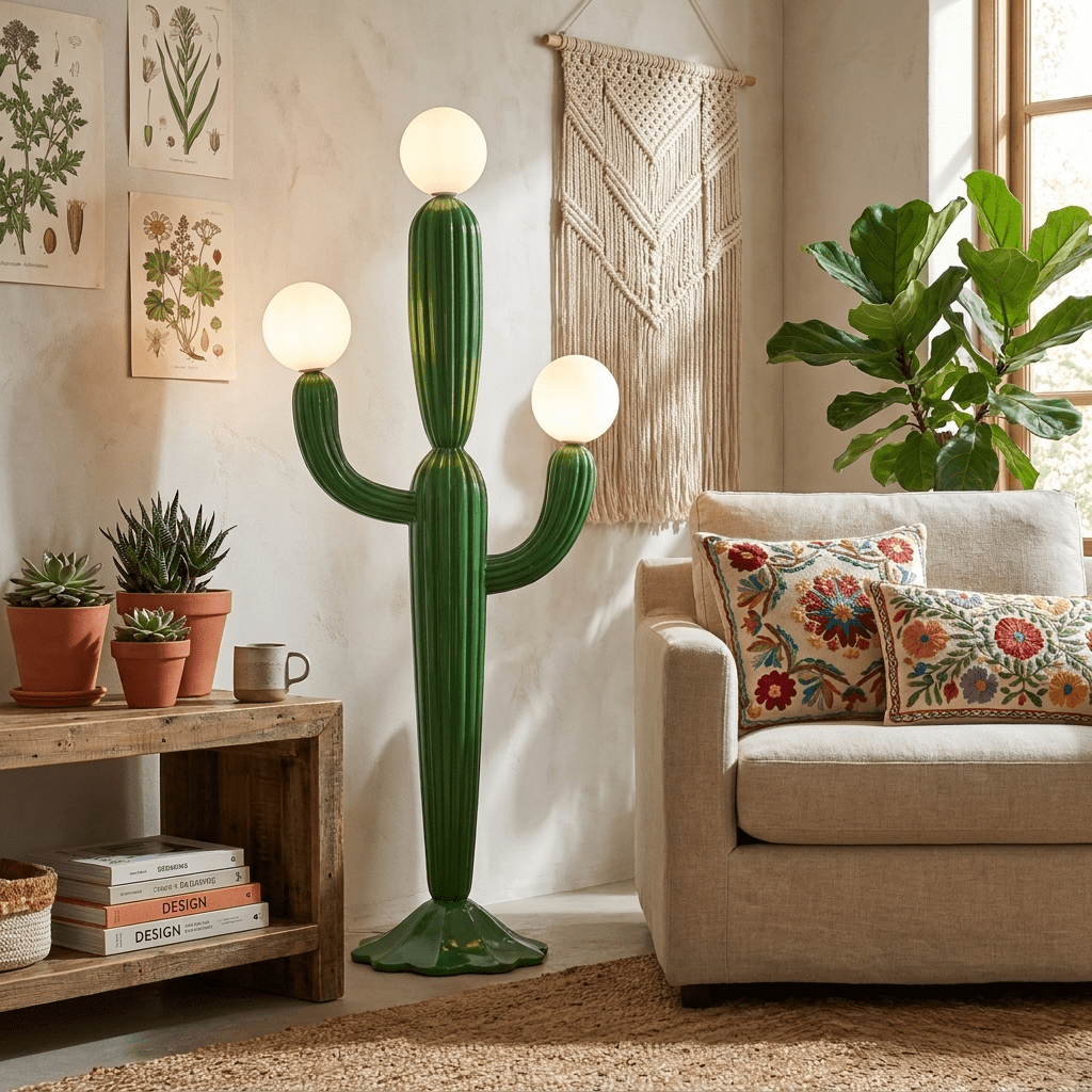 Sculptural Cactus Floor Lamp with Warm Ambient Glow