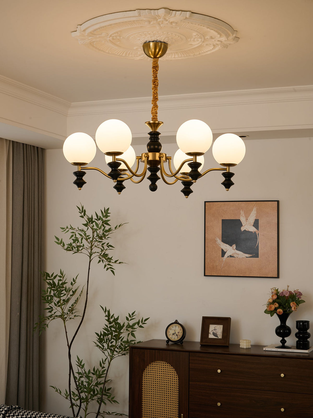 Cadence Chandelier – Modern Wood and Glass Pendant Light for Dining Room and Living Room