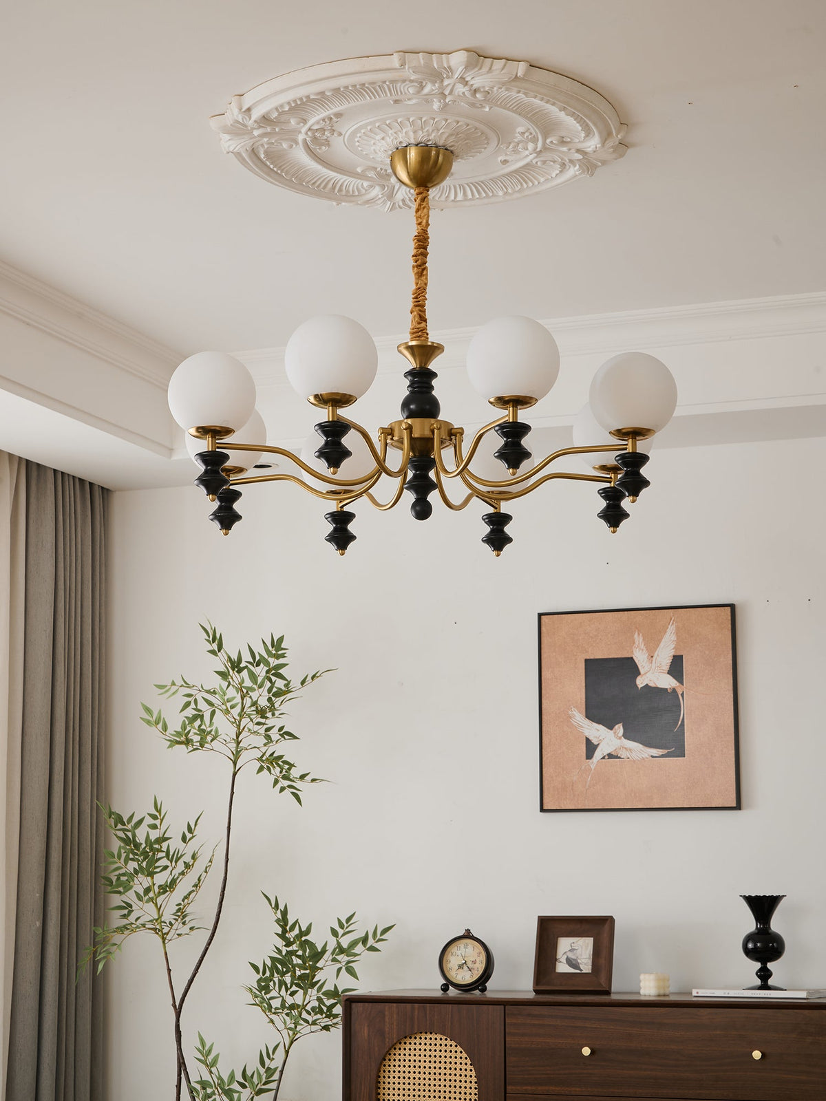 Cadence Chandelier – Modern Wood and Glass Pendant Light for Dining Room and Living Room