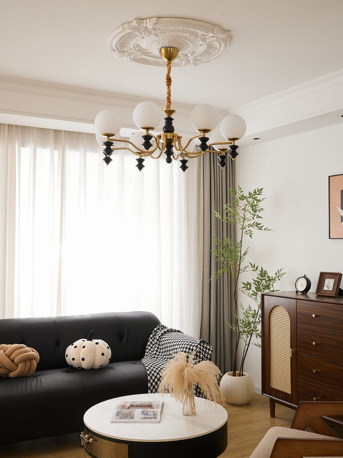 Cadence Chandelier – Modern Wood and Glass Pendant Light for Dining Room and Living Room