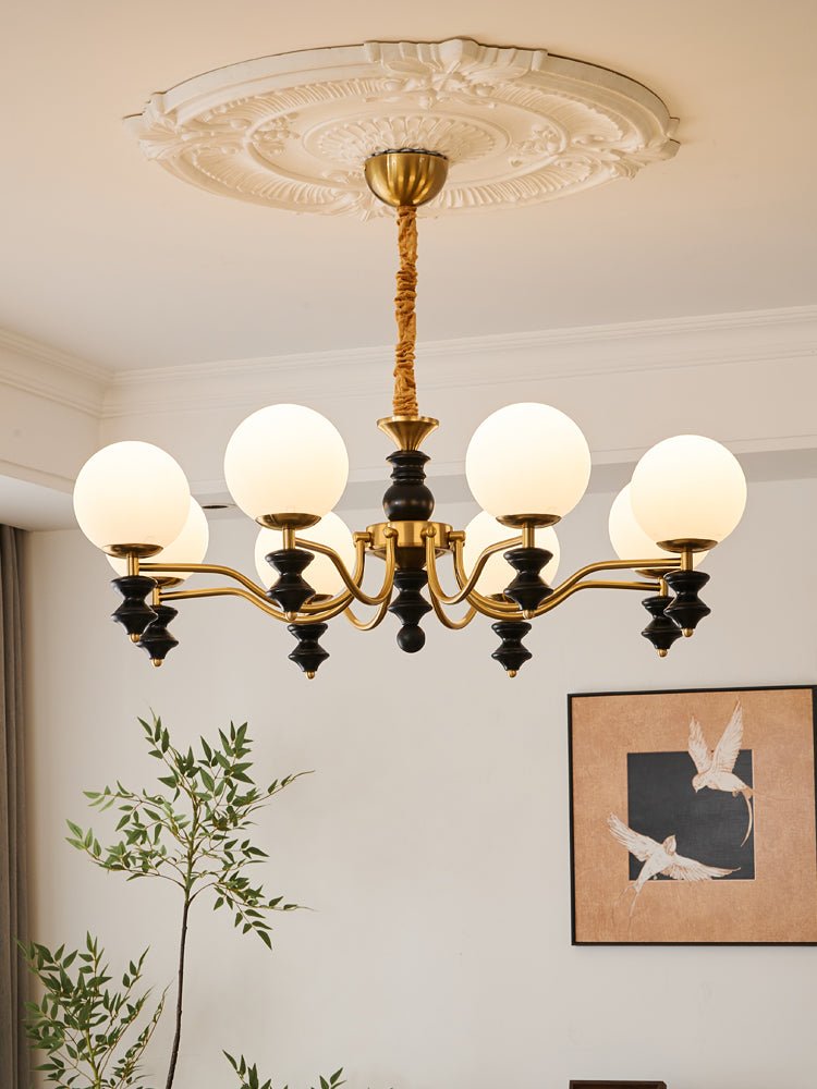 Cadence Chandelier – Modern Wood and Glass Pendant Light for Dining Room and Living Room