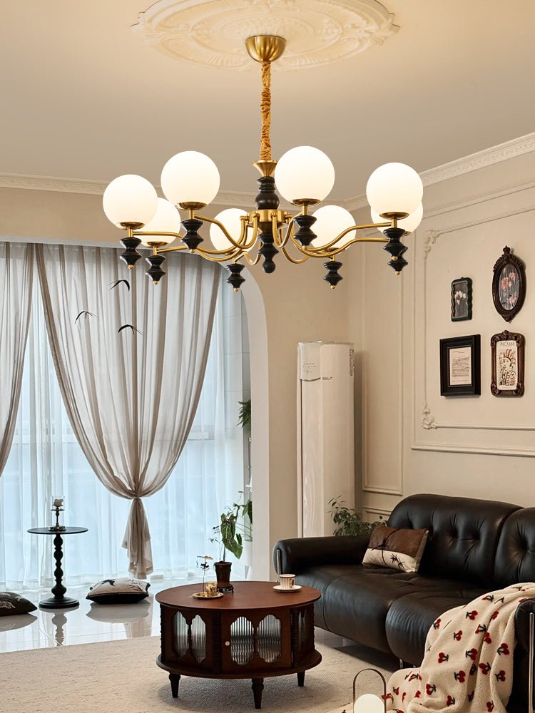 Cadence Chandelier – Modern Wood and Glass Pendant Light for Dining Room and Living Room