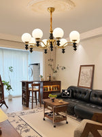 Cadence Chandelier – Modern Wood and Glass Pendant Light for Dining Room and Living Room
