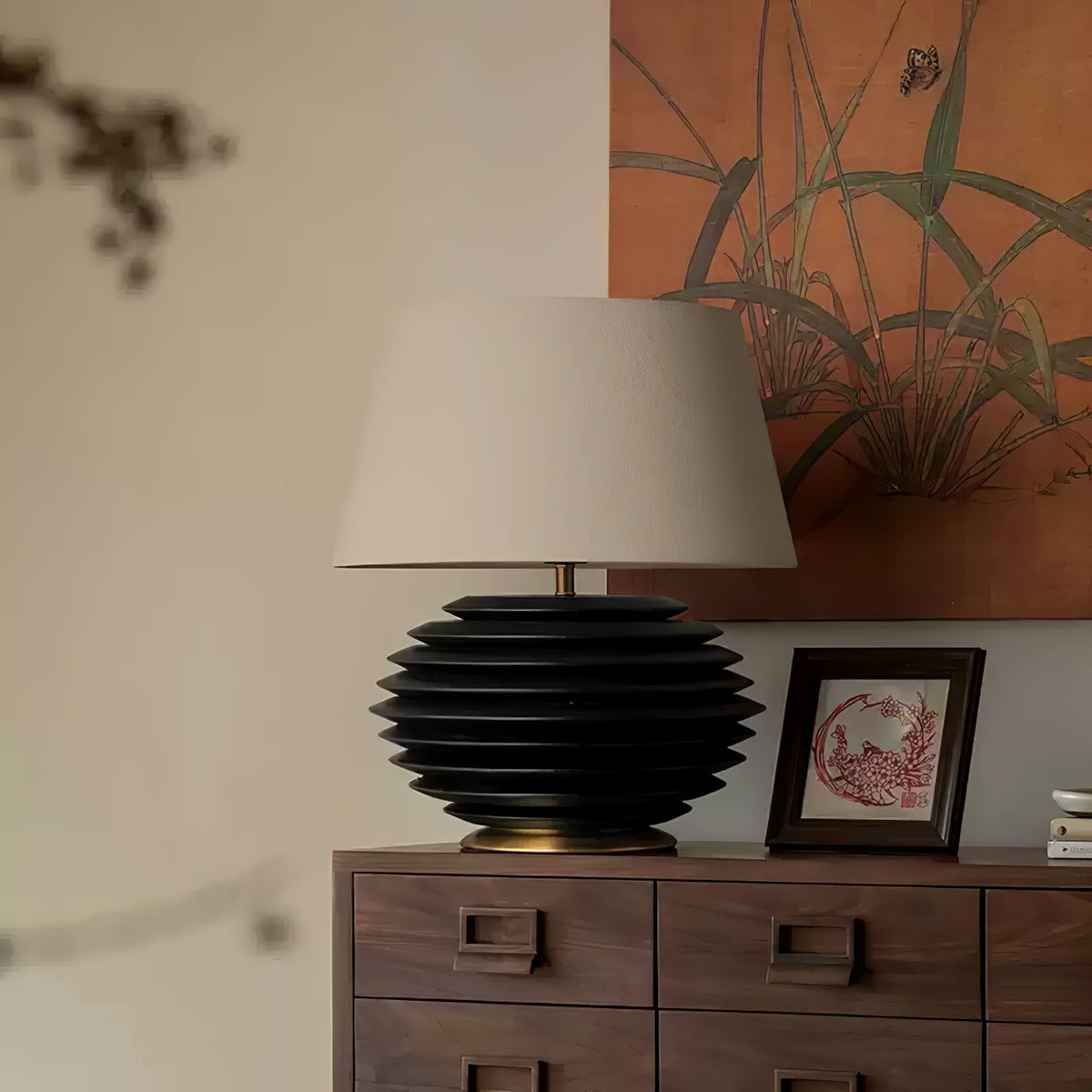 Cadence Table Lamp – Modern Fabric & Wood Table Light for Living Room, Bedroom, and Office