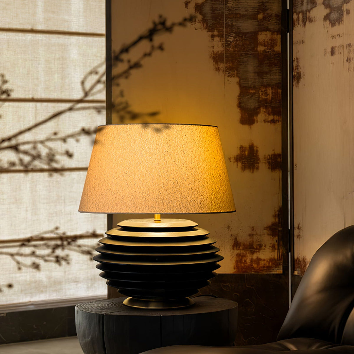 Cadence Table Lamp – Modern Fabric & Wood Table Light for Living Room, Bedroom, and Office