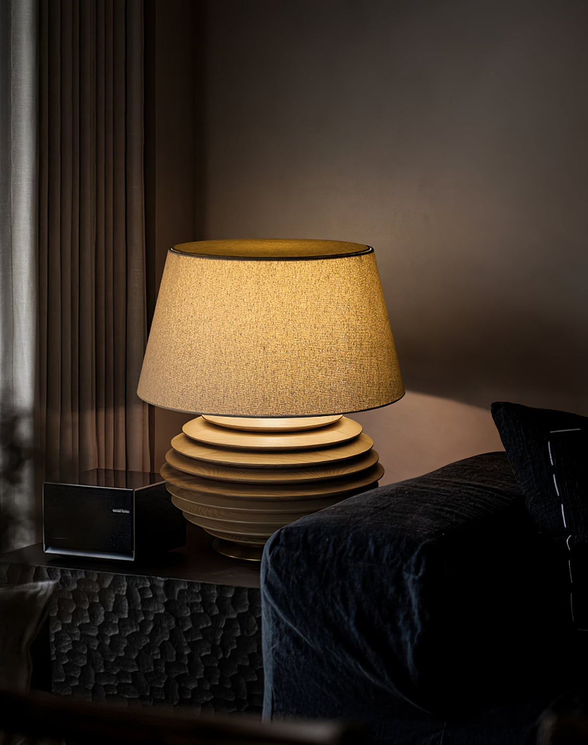 Cadence Table Lamp – Modern Fabric & Wood Table Light for Living Room, Bedroom, and Office