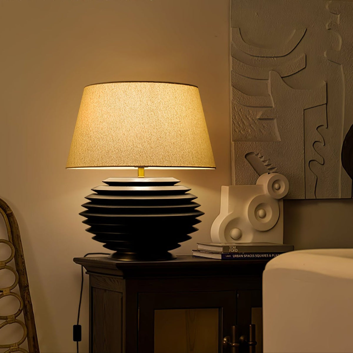Cadence Table Lamp – Modern Fabric & Wood Table Light for Living Room, Bedroom, and Office