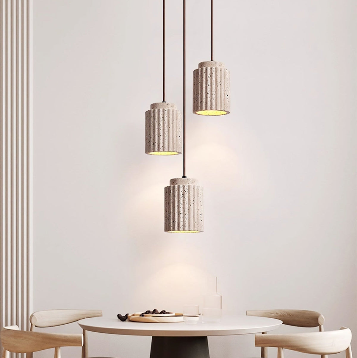Caelia Travertine Pendant Light – Sculptural Stone Illumination