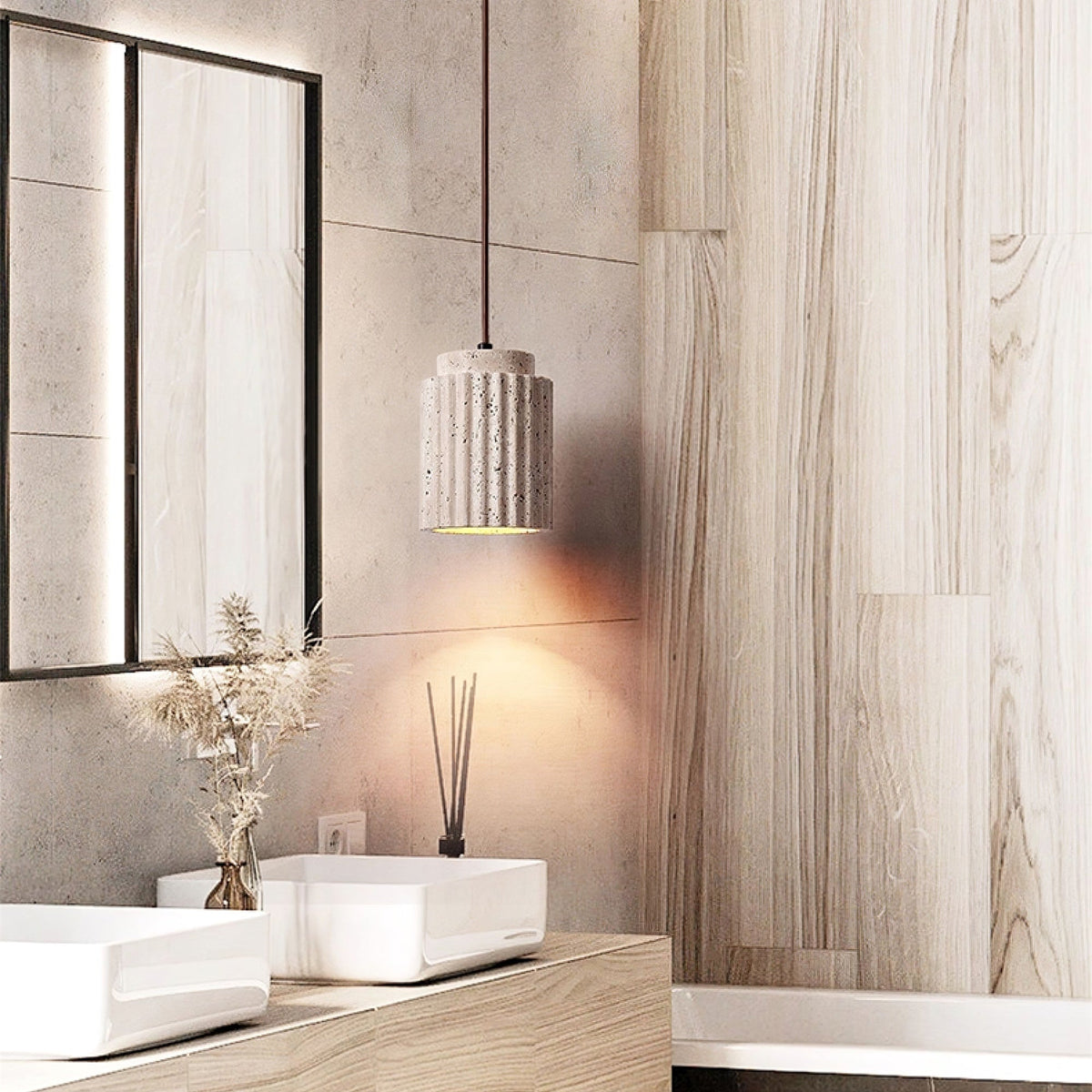Caelia Travertine Pendant Light – Sculptural Stone Illumination