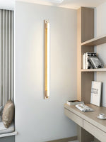 Caelum Linear LED Wall Sconce in Travertine and Bronze
