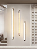 Caelum Linear LED Wall Sconce in Travertine and Bronze