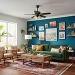 Calantha Bloom Ceiling Fan Light with Scalloped Glass Shades and Wood Blades