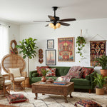 Calantha Bloom Ceiling Fan Light with Scalloped Glass Shades and Wood Blades