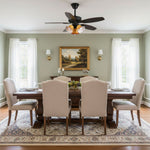 Calantha Bloom Ceiling Fan Light with Scalloped Glass Shades and Wood Blades