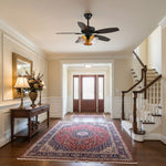 Calantha Bloom Ceiling Fan Light with Scalloped Glass Shades and Wood Blades