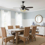 Calantha Bloom Ceiling Fan Light with Scalloped Glass Shades and Wood Blades