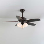 Calantha Bloom Ceiling Fan Light with Scalloped Glass Shades and Wood Blades